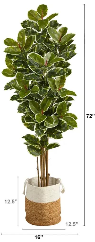 HomPlanti 6 Feet Oak Artificial Tree in Handmade Natural Jute and Cotton Planter UV Resistant (Indoor/Outdoor)