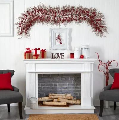 HomPlanti 6' Red Berry Artificial Christmas Garland