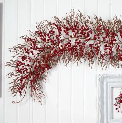 HomPlanti 6' Red Berry Artificial Christmas Garland