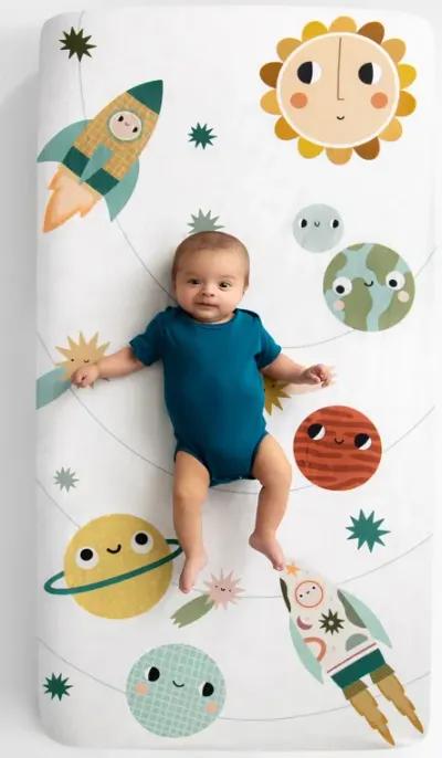 Space Explorer 100% Cotton Fitted Crib Sheet