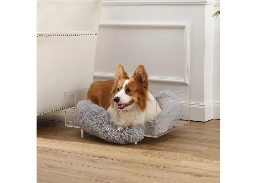 Carole Small/Medium Modern Lucite Calming Fluffy Pet Bed with Washable Cushion