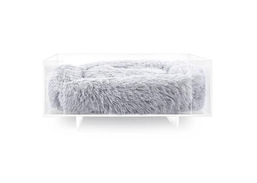 Carole Small/Medium Modern Lucite Calming Fluffy Pet Bed with Washable Cushion