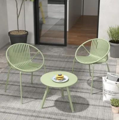 Hivvago All Weather PP Patio Conversation Set with Round Coffee table and 2 Chairs