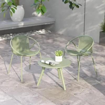 Hivvago All Weather PP Patio Conversation Set with Round Coffee table and 2 Chairs