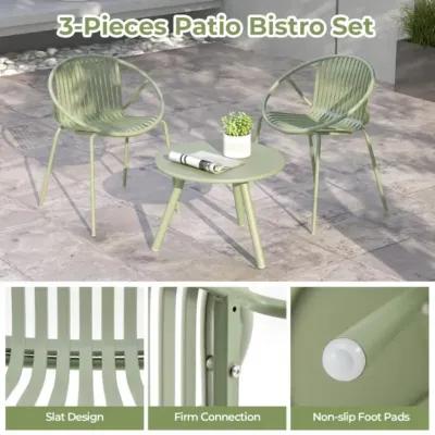 Hivvago All Weather PP Patio Conversation Set with Round Coffee table and 2 Chairs