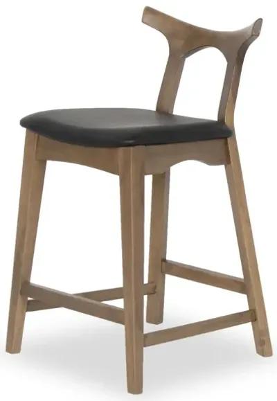 Dora 25" Black Leather Counter Stool Set of 2