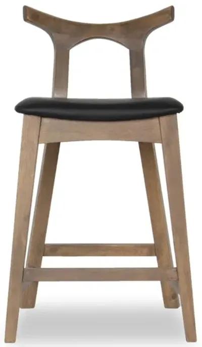 Dora 25" Black Leather Counter Stool Set of 2