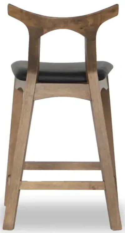 Dora 29" Black Leather Bar Stool Set of 2