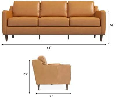 Manhattan Mid Century Modern Leather Sofa