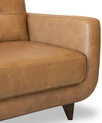 Cassie Mid-Century Modern Genuine Tan Leather Sofa