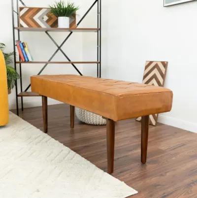 Banten Tan Leather Bench