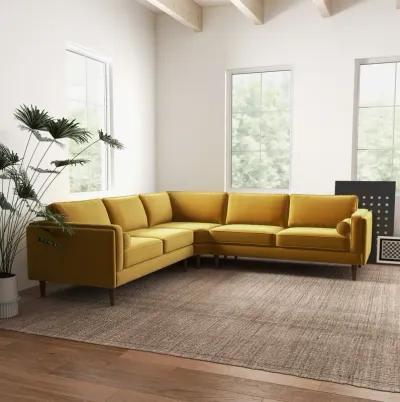 Fordham Gold Velvet Symmetrical Corner Sofa