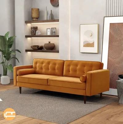 Kirby Burnt Orange Velvet Sofa