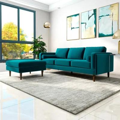 Fordham Teal Velvet Ottoman