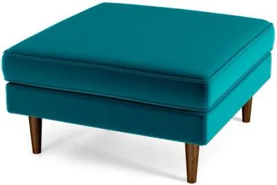 Fordham Teal Velvet Ottoman