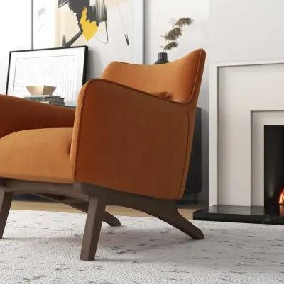 Casper Burnt Orange Velvet Lounge Chair