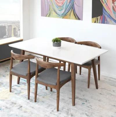 Adira White Top Walnut Large Dining Table