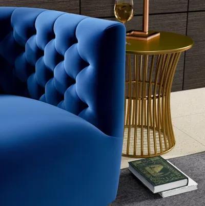 Lotte Blue Velvet Swivel Chair