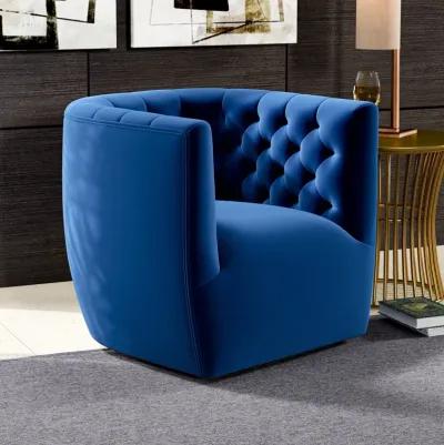 Lotte Blue Velvet Swivel Chair