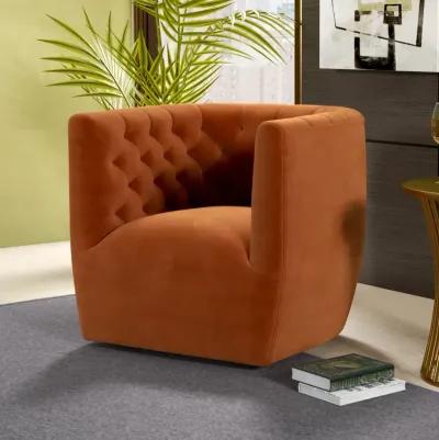 Lotte Burnt Orange Velvet Swivel Chair