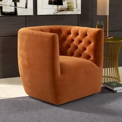 Lotte Burnt Orange Velvet Swivel Chair