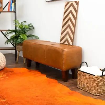 Moicor Tan Leather Modern Living Room Bench