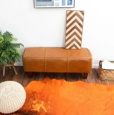 Moicor Tan Leather Modern Living Room Bench