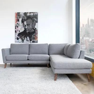 Bexley Grey Sectional Sofa Right Facing Chaise