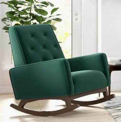 Windsor Green Velvet Fabric Rocking Chair