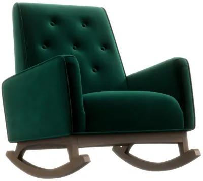 Windsor Green Velvet Fabric Rocking Chair