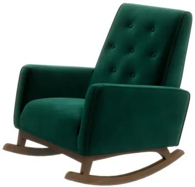 Windsor Green Velvet Fabric Rocking Chair