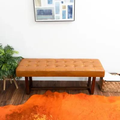 Sumba Tan Leather Bench