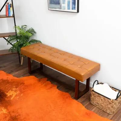 Sumba Tan Leather Bench