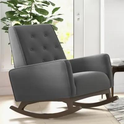 Windsor Dark Grey Velvet Fabric Rocking Chair