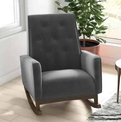 Windsor Dark Grey Velvet Fabric Rocking Chair