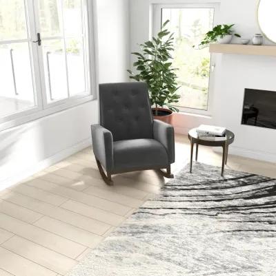 Windsor Dark Grey Velvet Fabric Rocking Chair