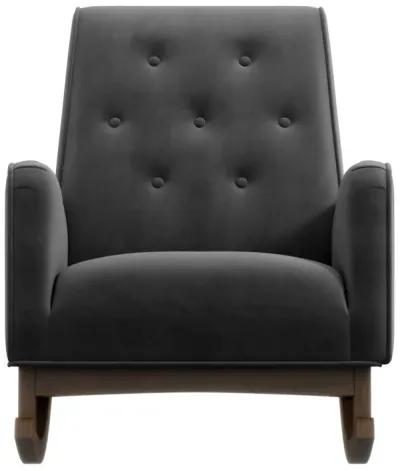 Windsor Dark Grey Velvet Fabric Rocking Chair