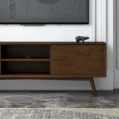 Noak Mid Century Modern Style Walnut TV Stand up to 72"