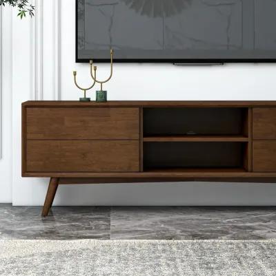 Noak Mid Century Modern Style Walnut TV Stand up to 72"