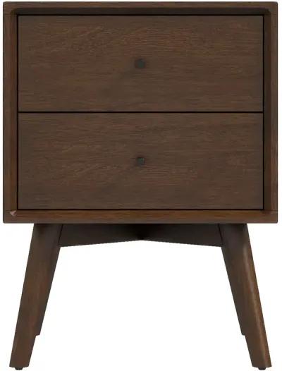 Noak Mid Century Modern Style Night Stand Walnut 2-Drawers