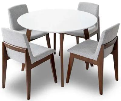 Aliana Dining set with 4 Ohio Light Gray Chairs (White)