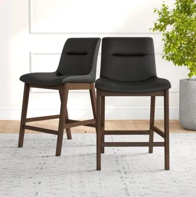 Danilo Black Leather Counter Stool Set of 2