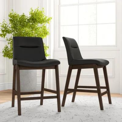 Danilo Black Leather Counter Stool Set of 2