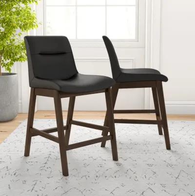 Danilo Black Leather Counter Stool Set of 2