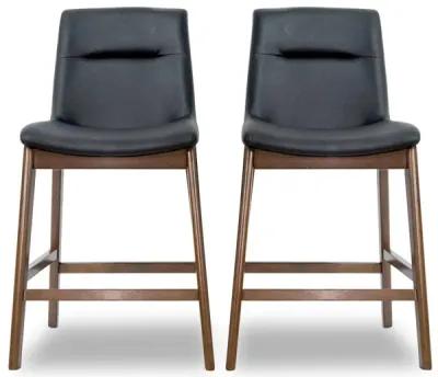 Danilo Black Leather Counter Stool Set of 2