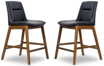 Danilo Black Leather Counter Stool Set of 2