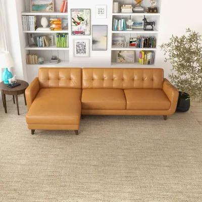 Cassie Tan Leather Sectional Sofa Left Facing Chaise