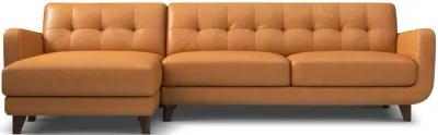 Cassie Tan Leather Sectional Sofa Left Facing Chaise