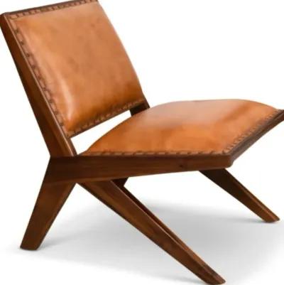 Samaloni Antique Tan Leather Lounge Chair