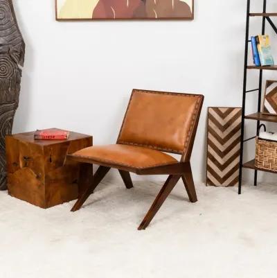 Samaloni Antique Tan Leather Lounge Chair